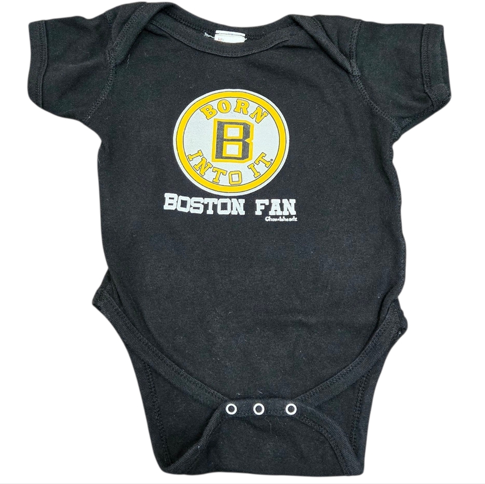 Chowdaheadz Black Cotton Boston Bruins Bodysuit 18 Month